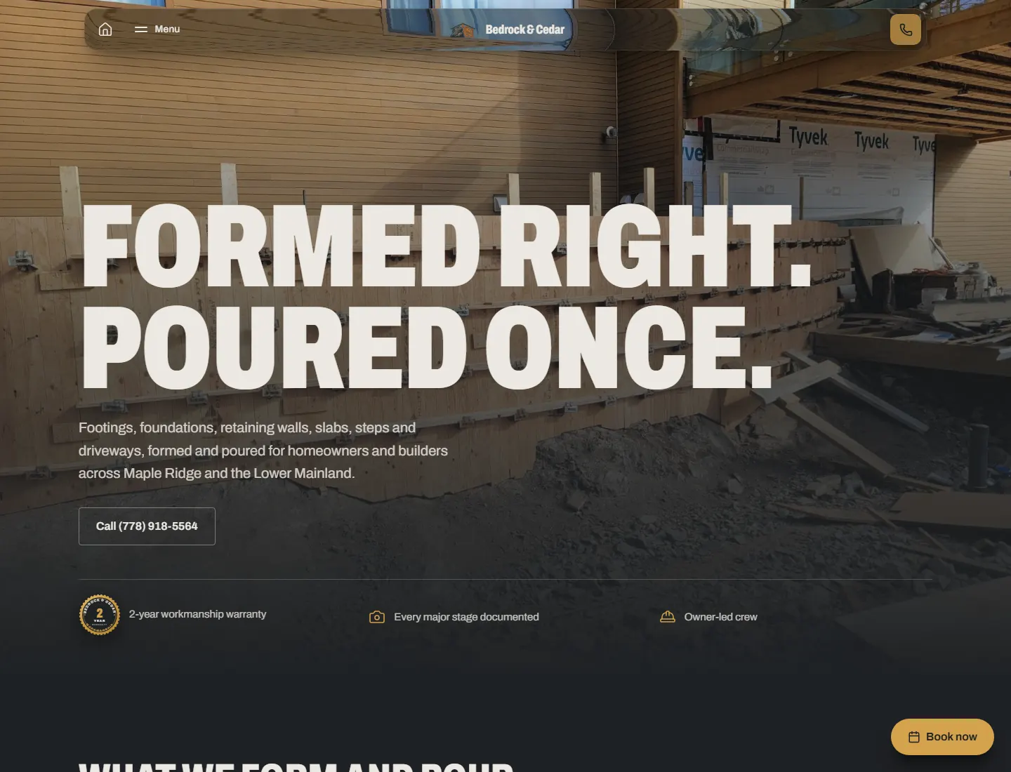 Bedrock and Cedar's new home page